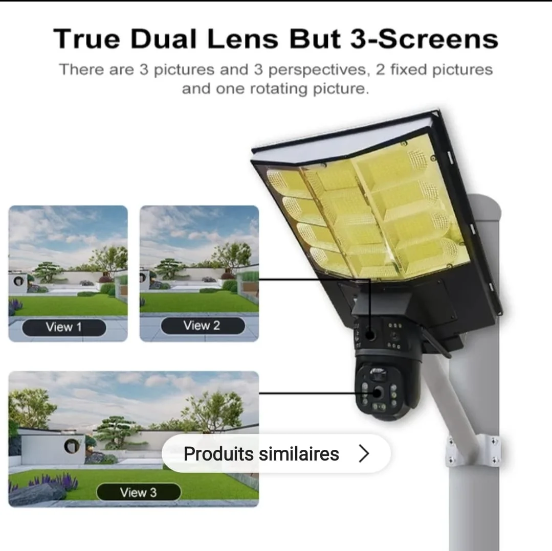 بروجيكتور كاميرا بثلاث عدسات 12 ميجابكسل يعمل بالطاقة الشمسية 4G Zoom Optique X10