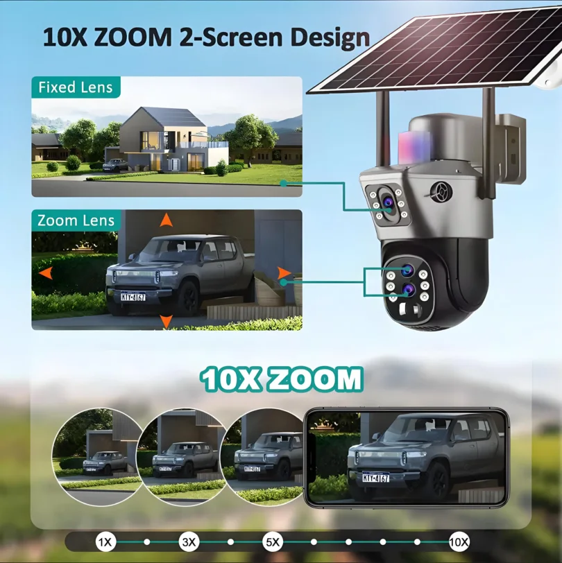 12MP كاميرا بالطاقة الشمسية ZOOM x10