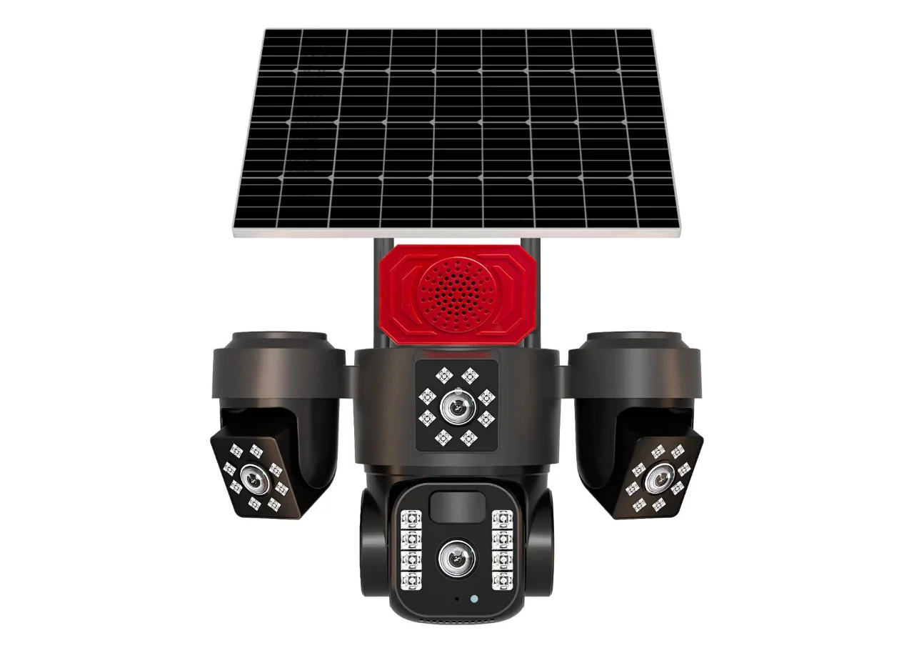 كاميرا مراقبة ذكية بالطاقة الشمسية بثلاث عدسات 12 mp black
